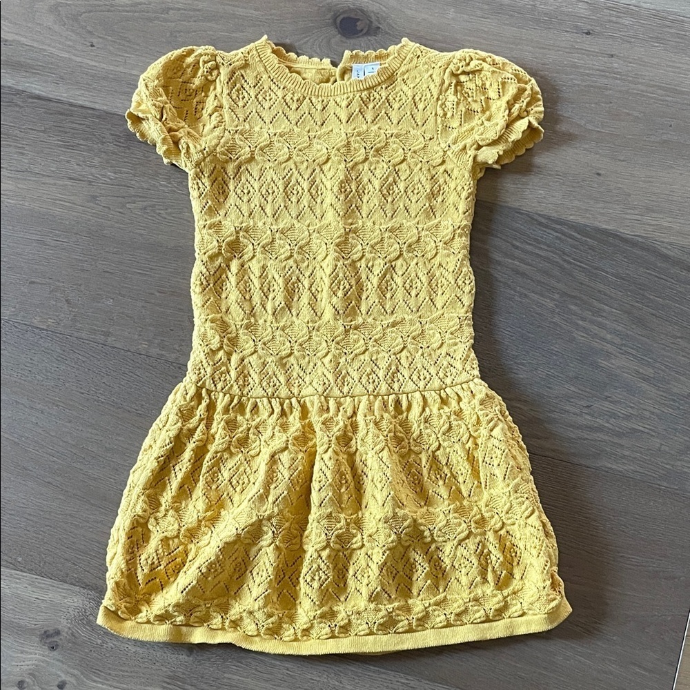 Janie and Jack Yellow/Mustard Color Crochet Dress Size 5